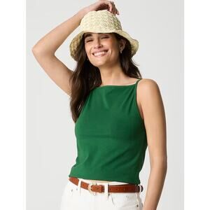 J.Crew NWT Women’s Fern Canyon Green Stretch Cotton Blend Apron Tank Top size S